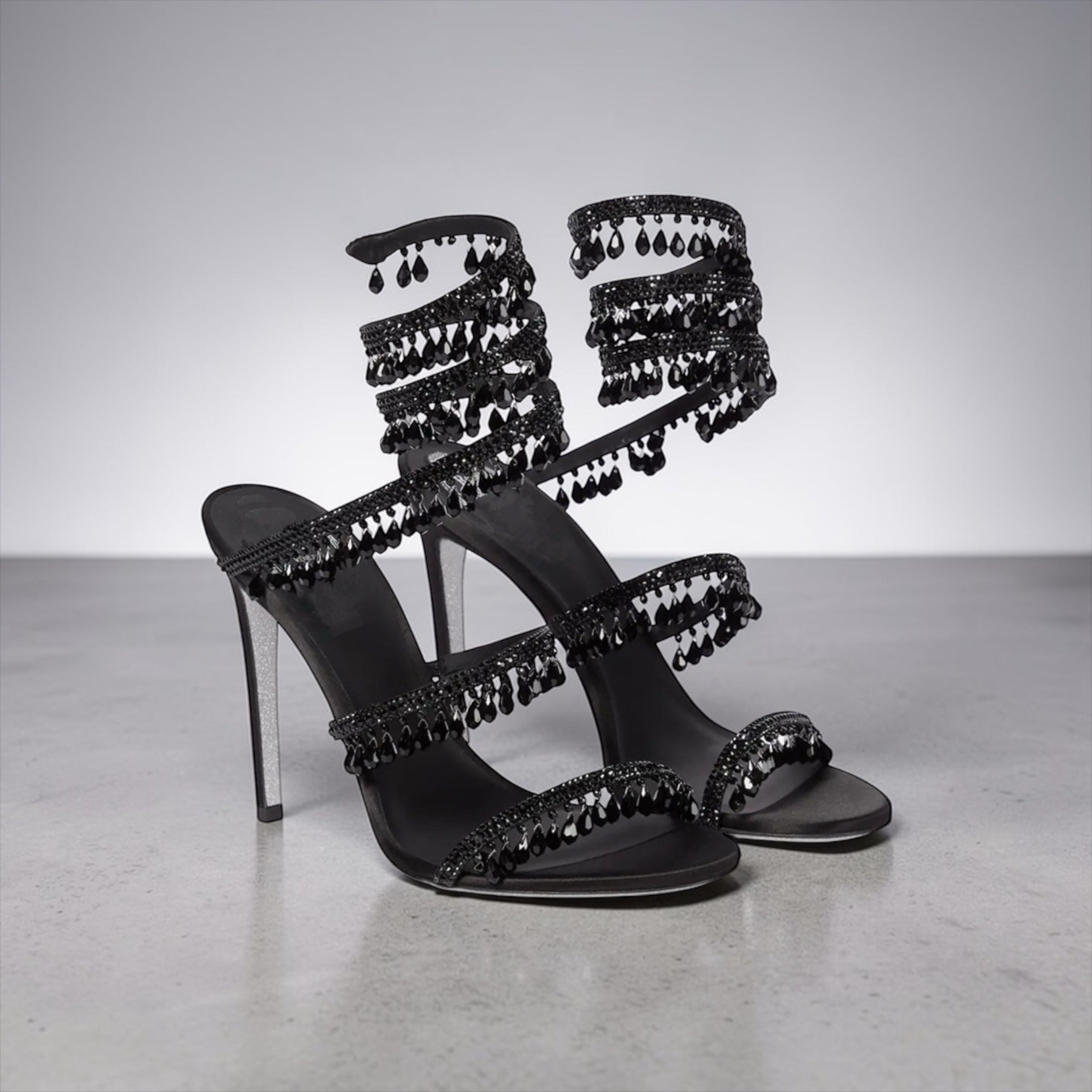 Sandales Talons Hauts Cristaux – Strappy Glam Heels